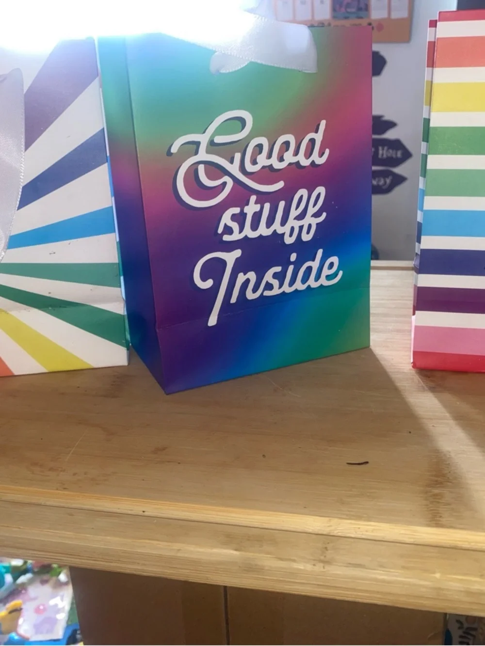 Rainbow Stripe Gift Bags - Multicolor Party Favor Bags